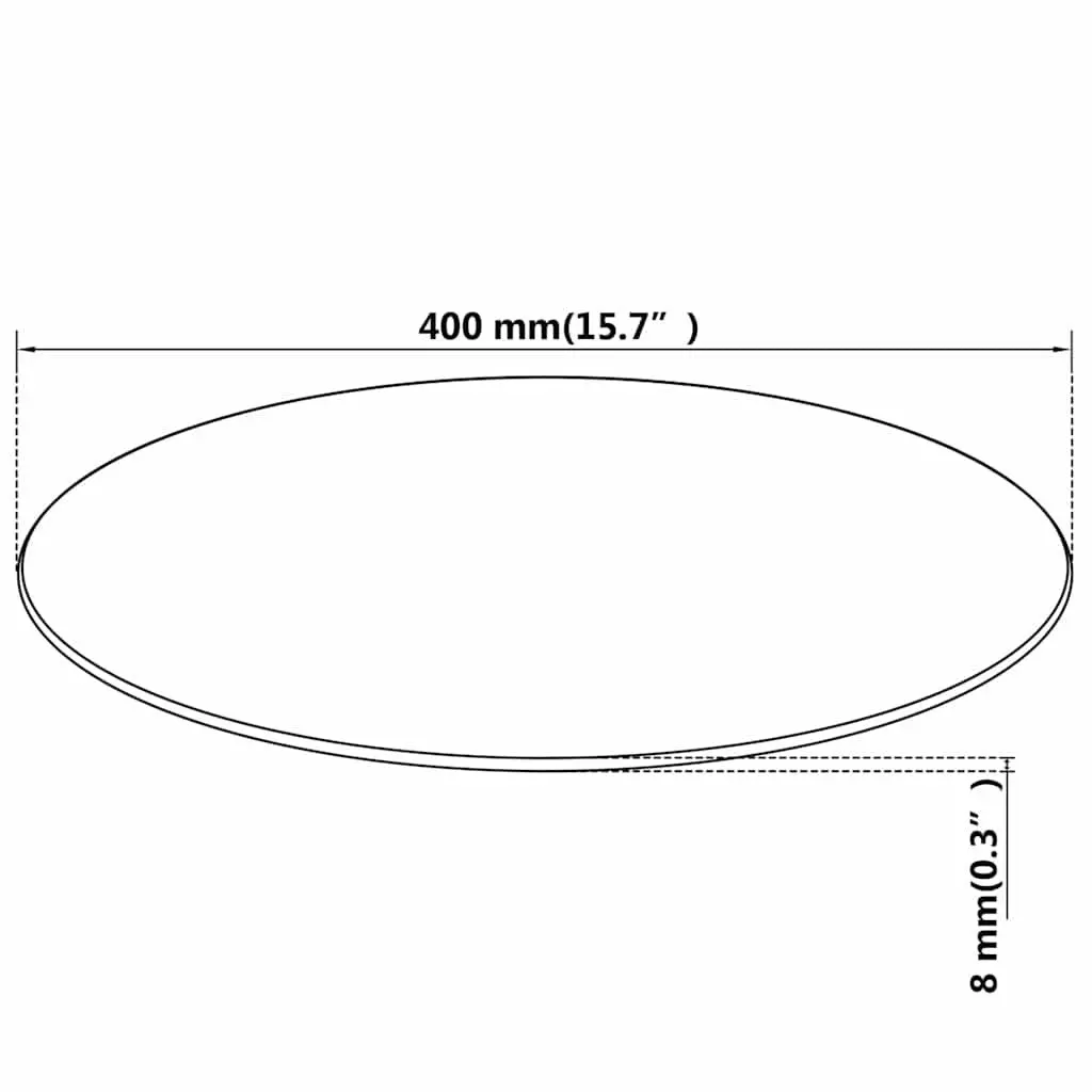 Round Black Tempered Glass Table Top 400mm for Dining Coffee and Garden Use