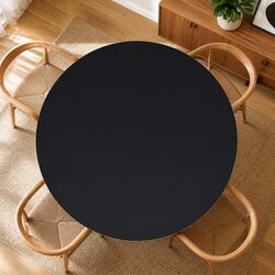 Round Black Tempered Glass Table Top 500mm
