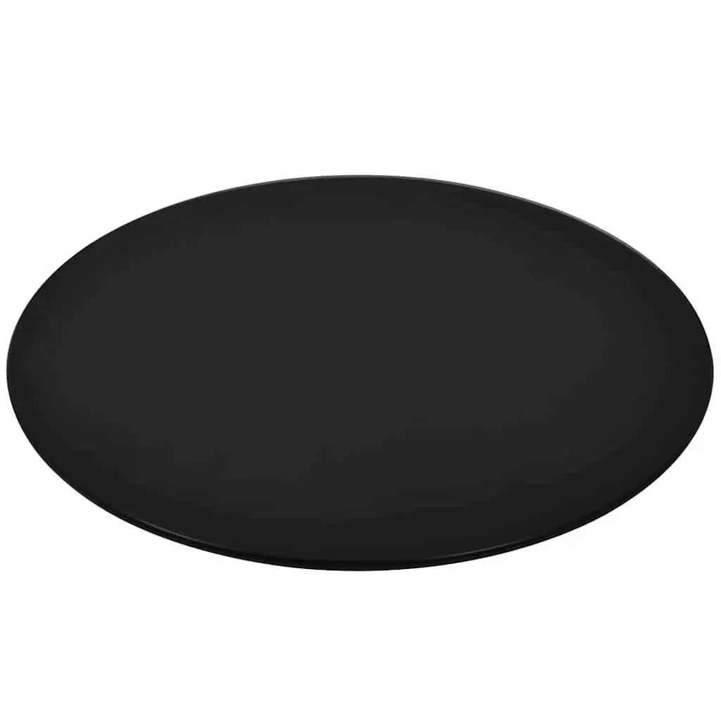 Round Tempered Glass Table Top Black 500mm