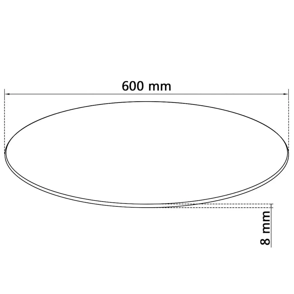Round Tempered Glass Table Top 600mm Clear Durable