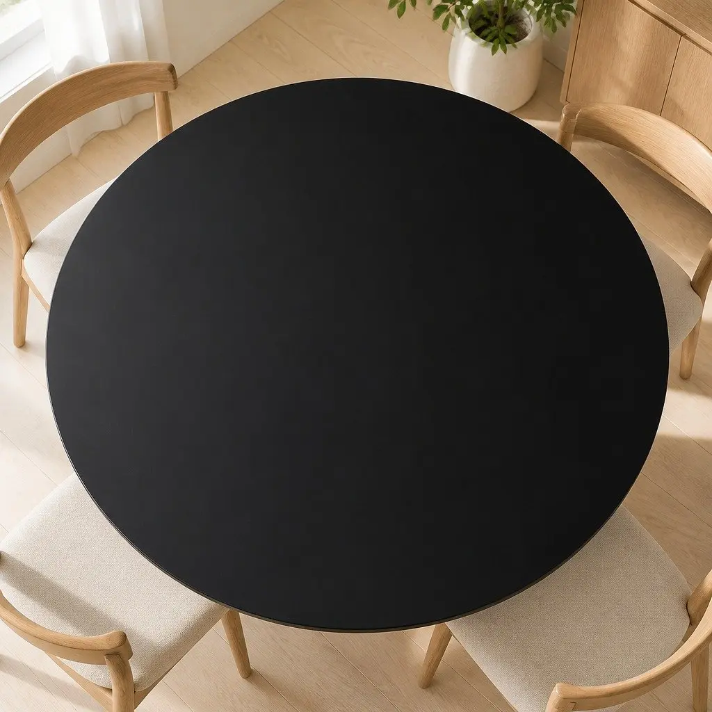 Round Tempered Glass Table Top 700mm Black Suitable for Dining Coffee Garden Use