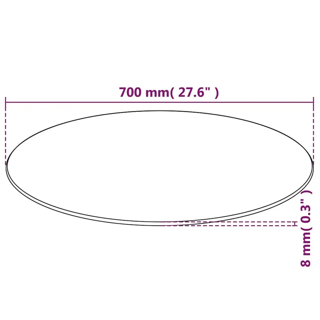 Round Tempered Glass Table Top 700mm Black Suitable for Dining Coffee Garden Use