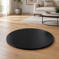 Black Round Tempered Glass Table Top 800mm