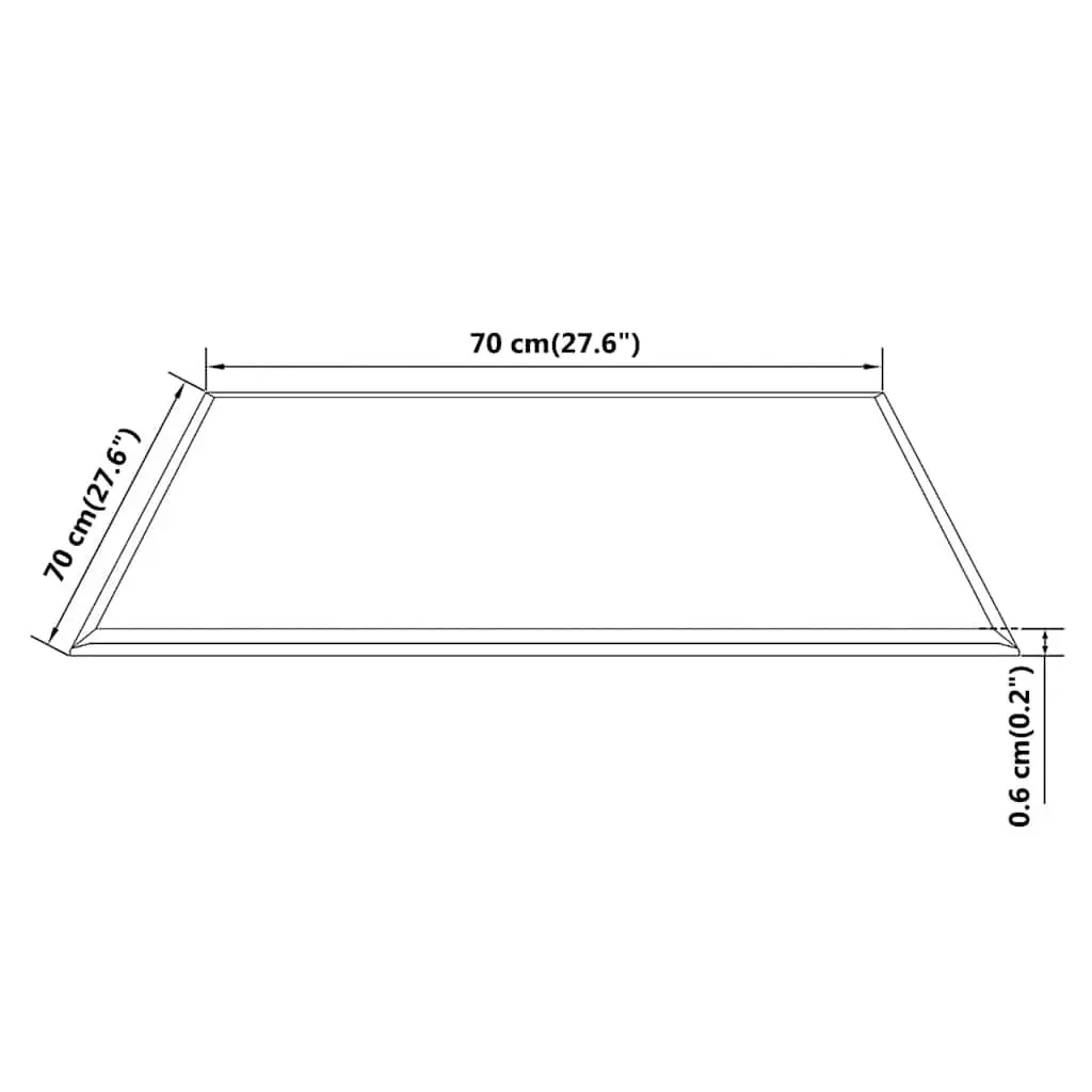 Square Black Tempered Glass Table Top 700x700mm for Dining Coffee Garden Use