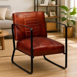 Comfortable Brown Leather Lounge Chair for Living Spaces