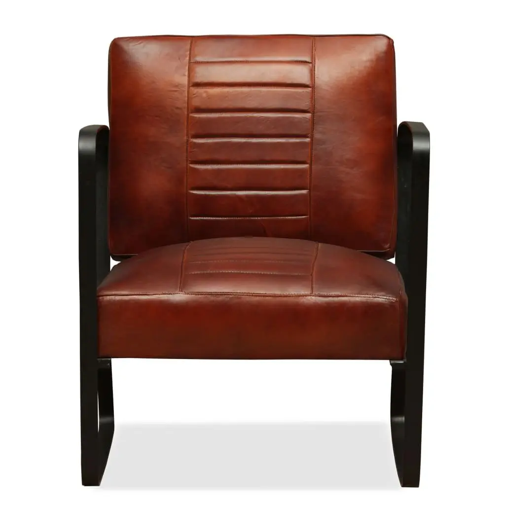 Lounge Chair Brown Leather Industrial Design Comfortable Foam Padded