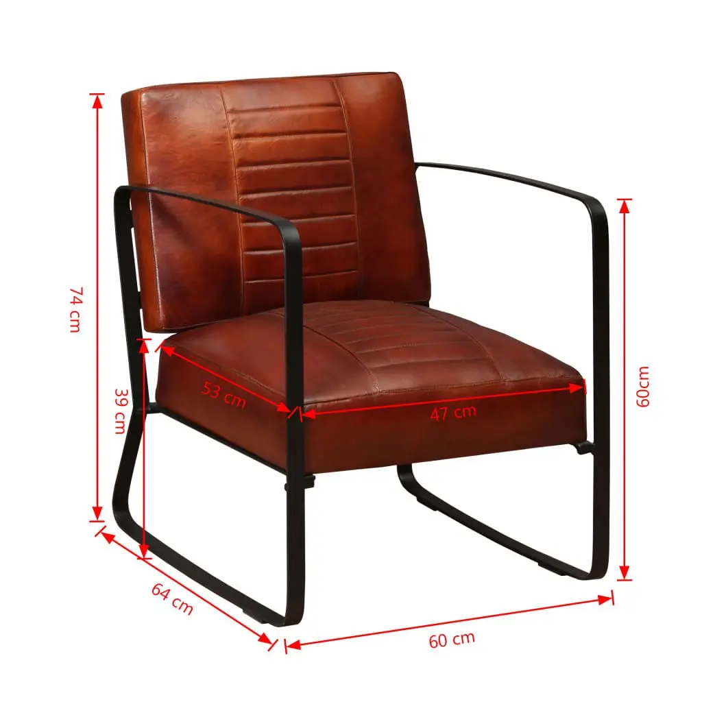 Lounge Chair Brown Leather Industrial Design Comfortable Foam Padded
