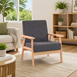 Cozy Dark Grey Fabric Armchair for Living Spaces