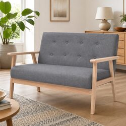 Grey Upholstered 2-Seater Sofa for Cozy Living Spaces