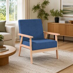 Cozy Blue Fabric Upholstered Lounge Chair for Living Room