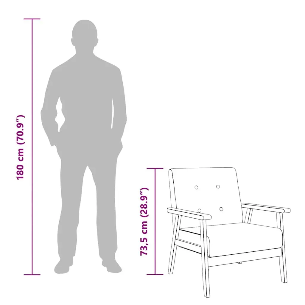 Armchair Blue Fabric Upholstered Lounge Chair Wooden Frame