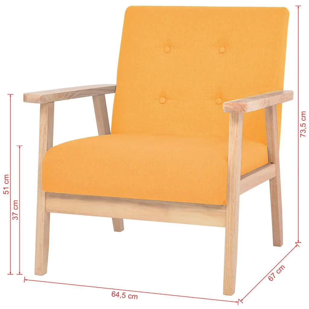 Armchair Yellow Fabric Living Room Lounge Chair Comfortable Padded Relaxation