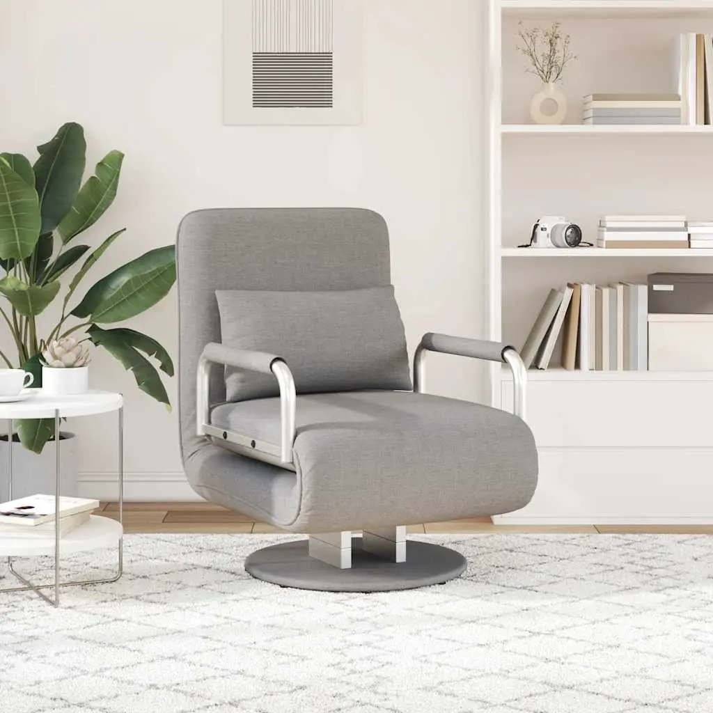 Grey Fabric Reclining Convertible Sofa Bed Swivel Chair Chaise Lounge