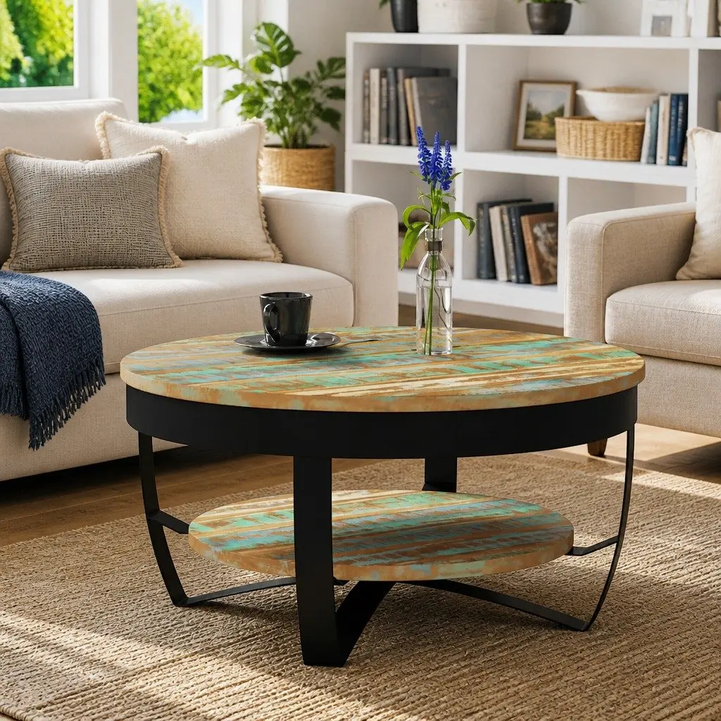 Handmade Solid Reclaimed Wood Coffee Table 65 cm