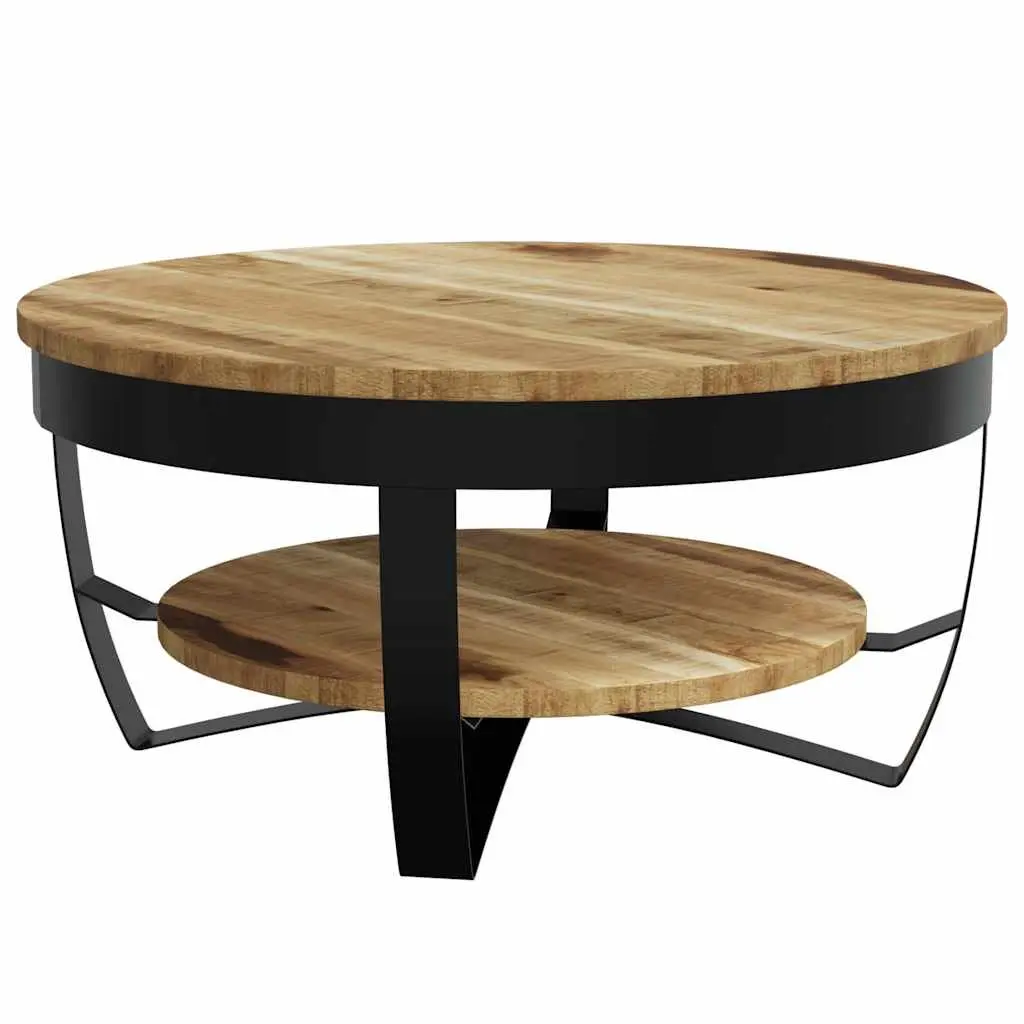 65cm Solid Mango Wood Coffee Table with Vintage Style