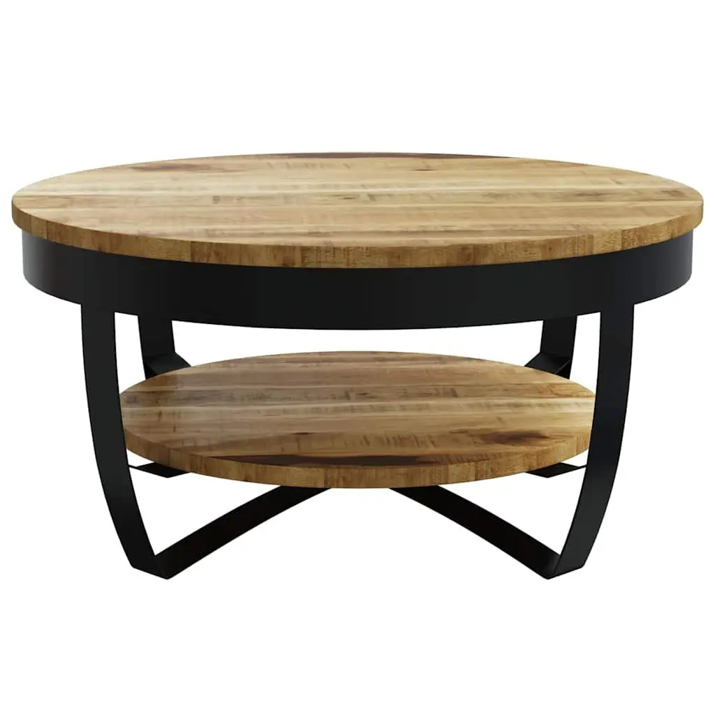 65cm Solid Mango Wood Coffee Table with Vintage Style