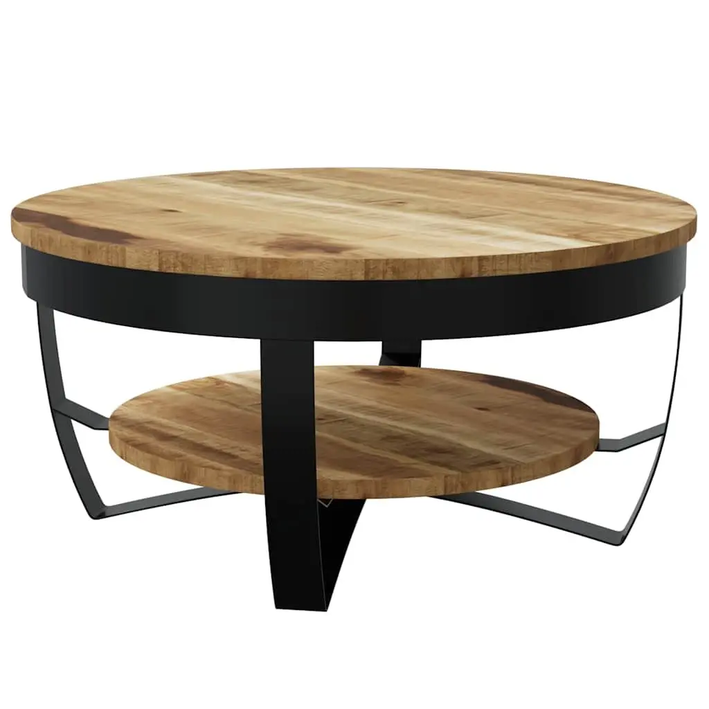 65cm Solid Mango Wood Coffee Table with Vintage Style