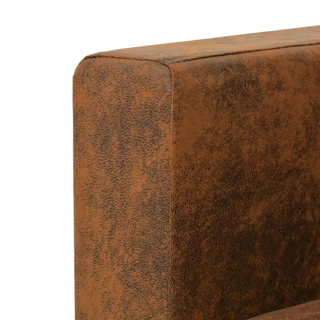 2-Seater Sofa Brown Artificial Suede Modern Living Room Furniture