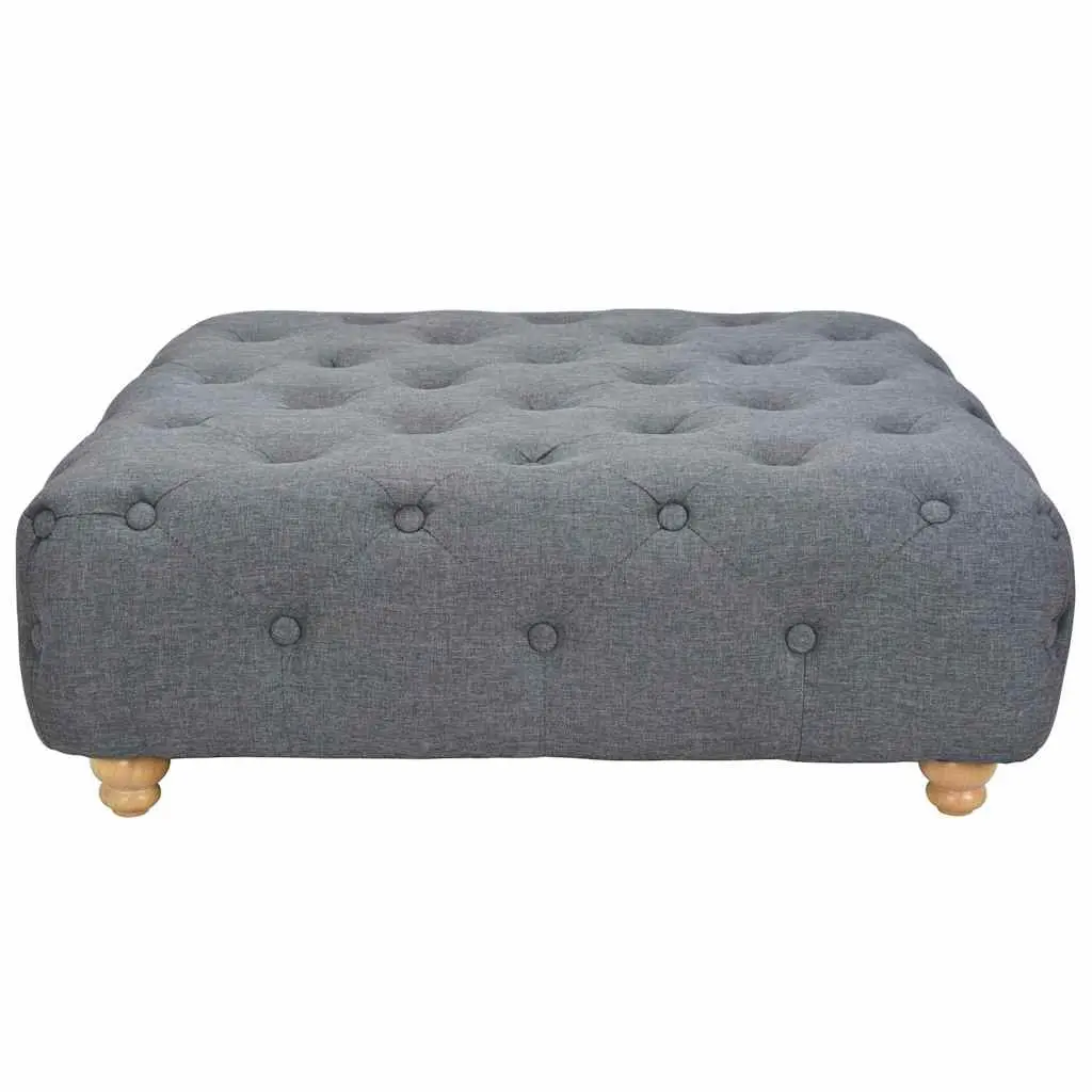 Grey Upholstered Pouffe Footrest Ottoman for Home Decor
