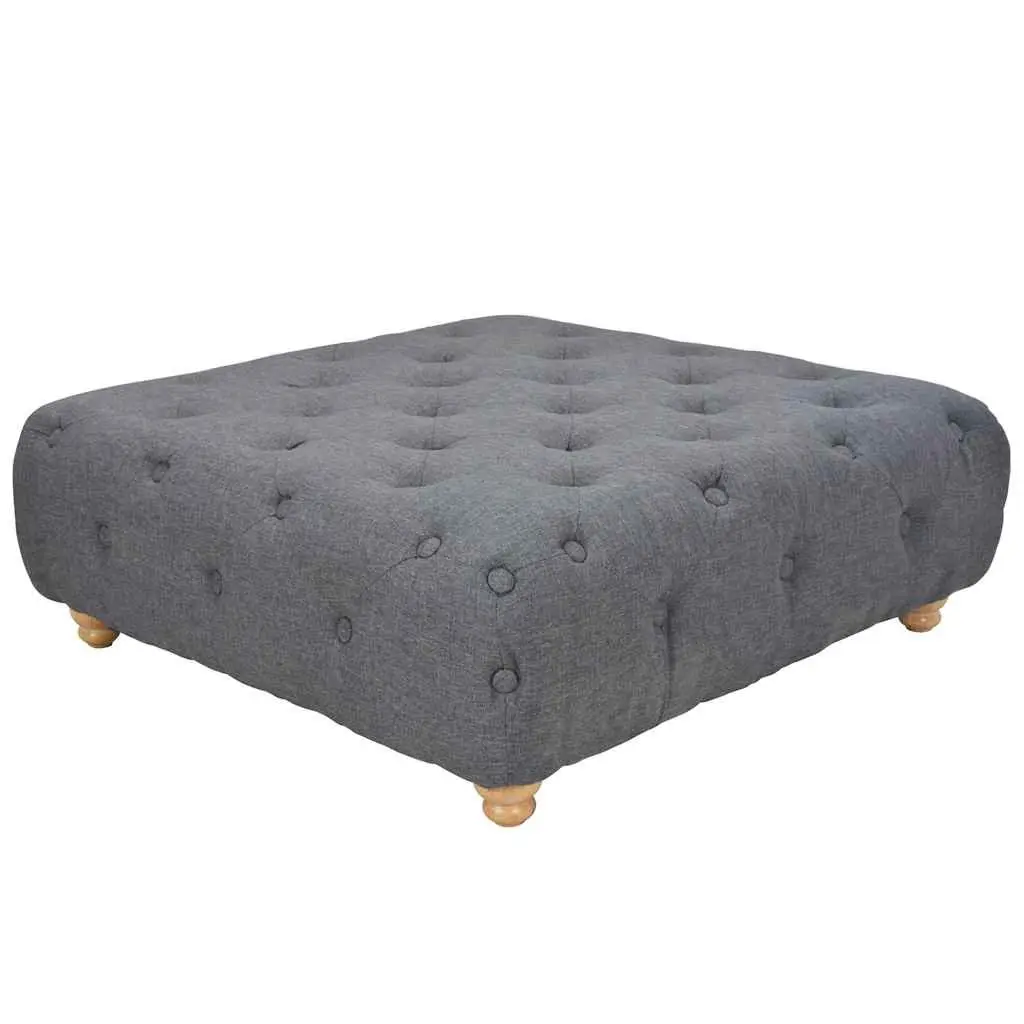 Grey Upholstered Pouffe Footrest Ottoman for Home Decor