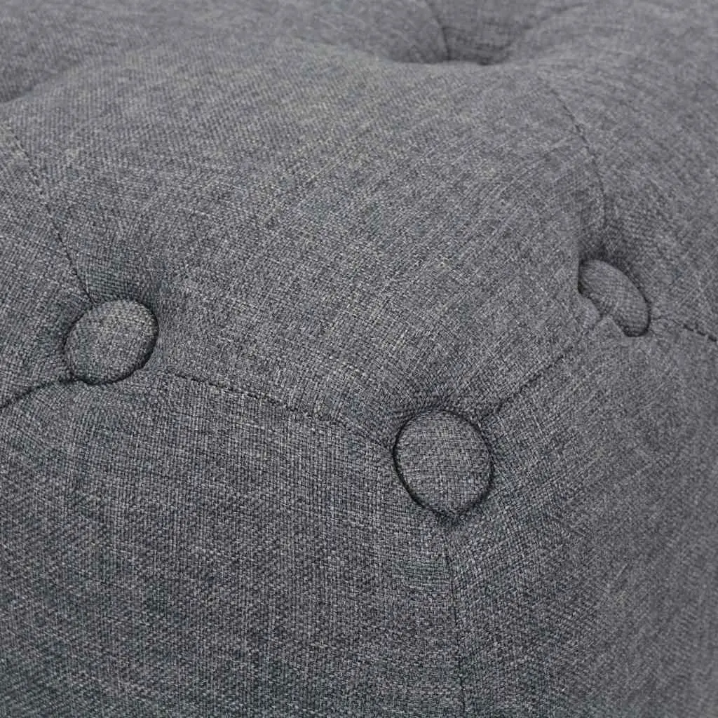 Grey Upholstered Pouffe Footrest Ottoman for Home Decor