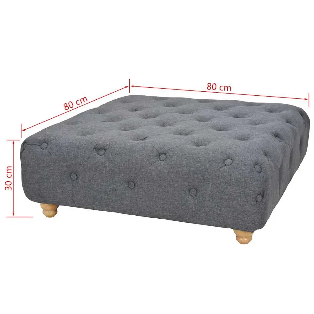 Grey Upholstered Pouffe Footrest Ottoman for Home Decor