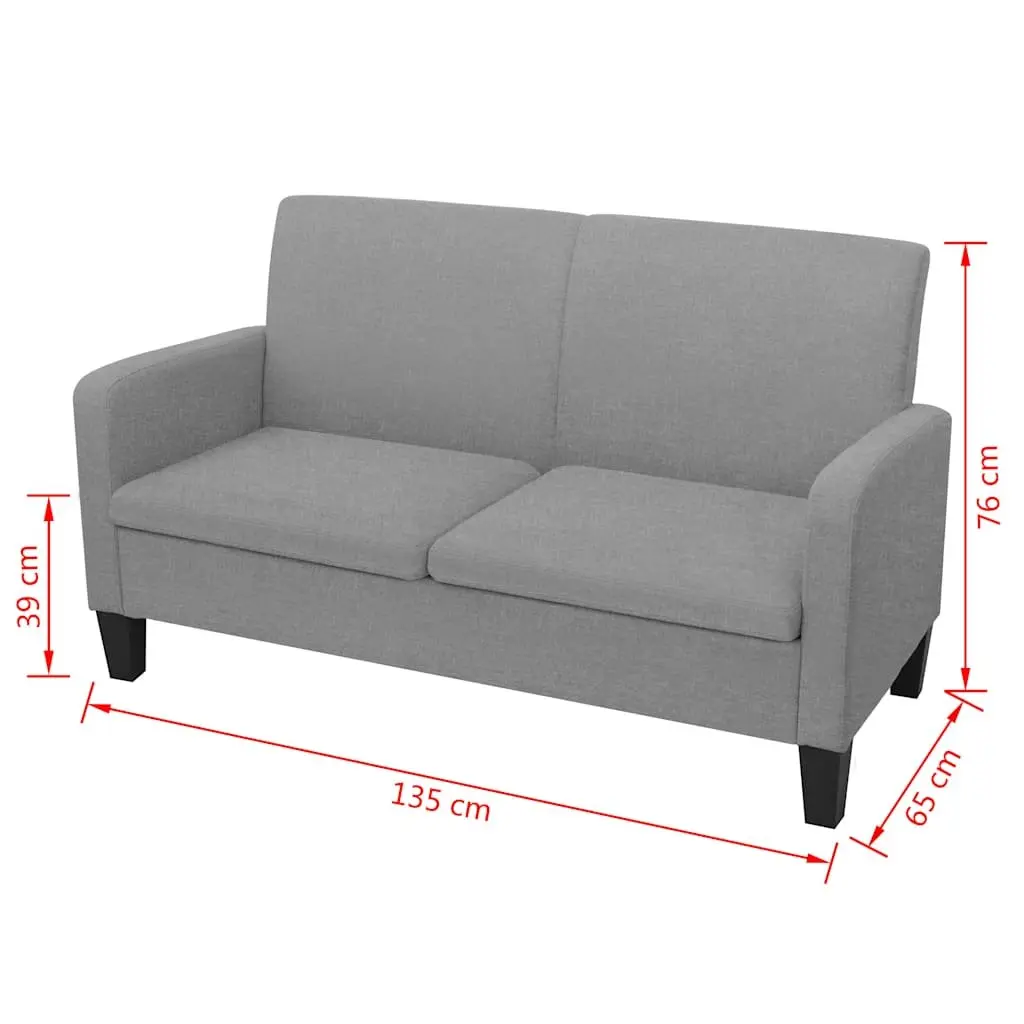2-Seater Sofa Grey Lounge Couch Living Room Furniture Comfortable Settee 135cm