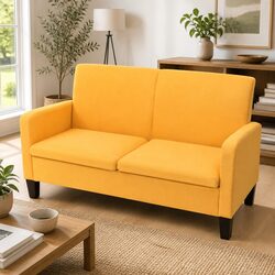 Yellow Upholstered 2-Seater Sofa for Cozy Living Rooms
