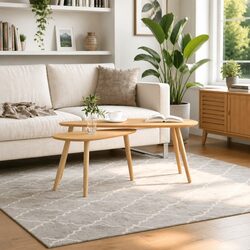 Brown Solid Pinewood Coffee Table Set of 2