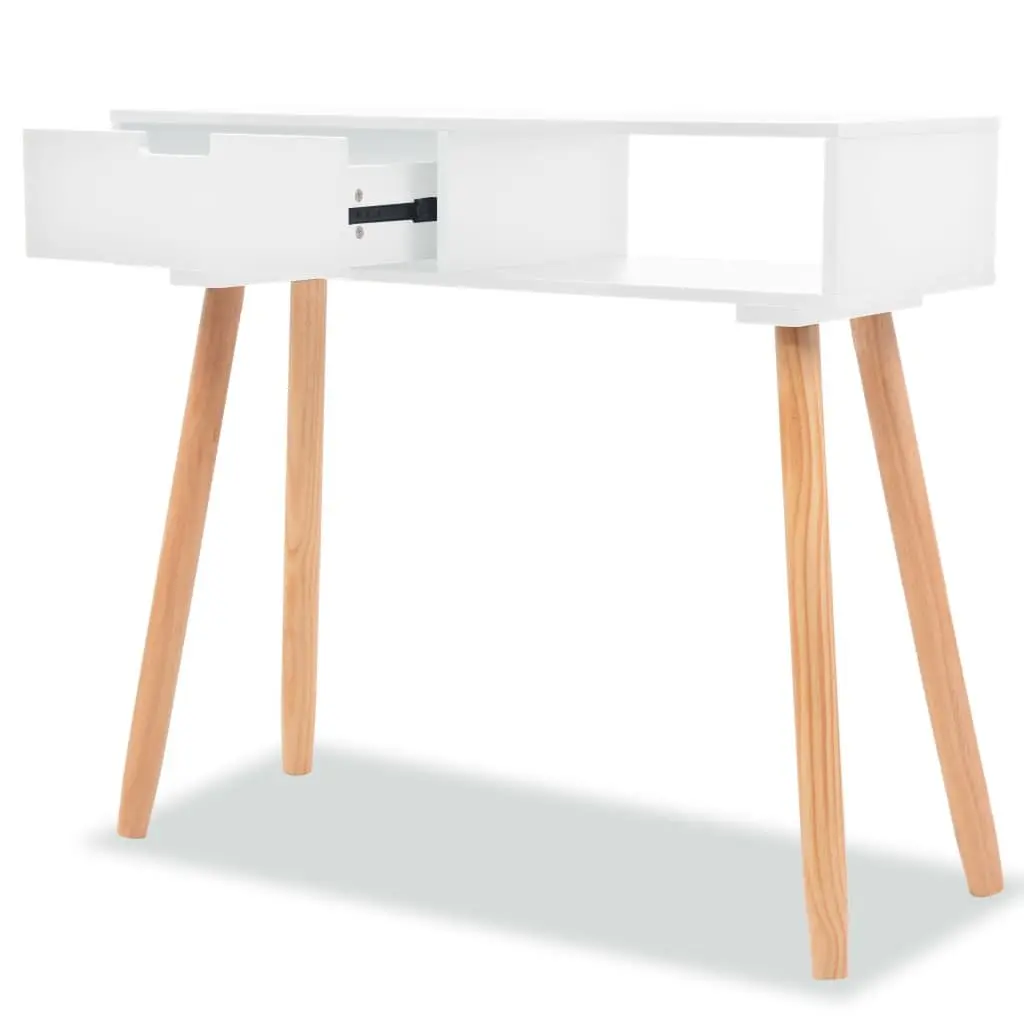 White Pinewood Console Table with Drawer Storage