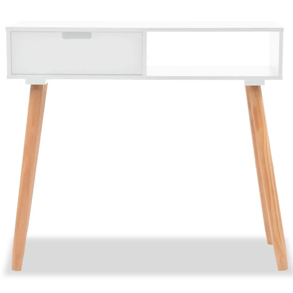 White Pinewood Console Table with Drawer Storage