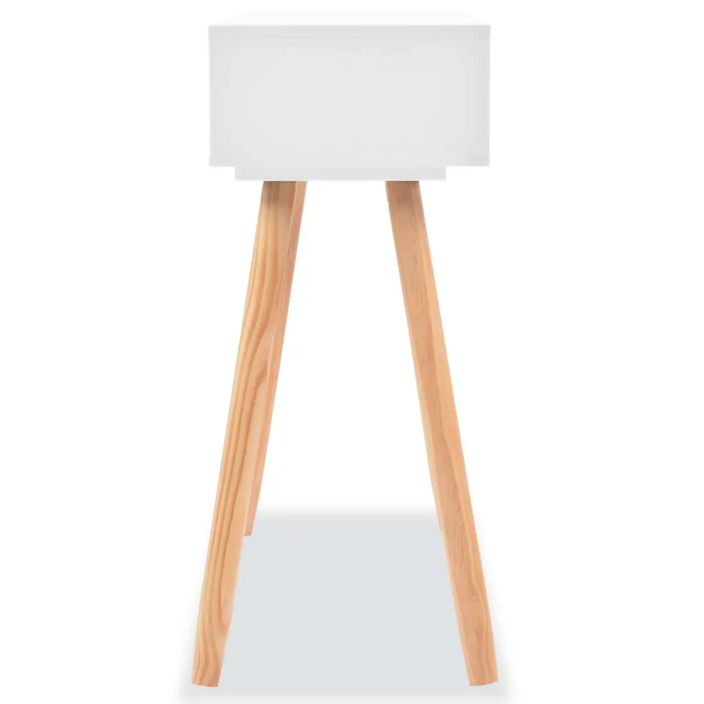 White Pinewood Console Table with Drawer Storage