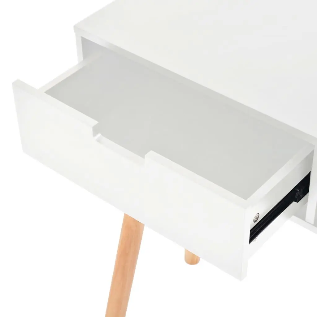 White Pinewood Console Table with Drawer Storage