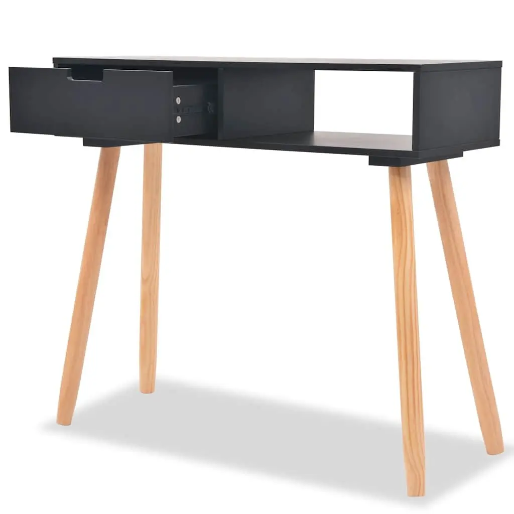 Black Console Table Solid Pinewood 80 x 30 x 72 cm MDF Top