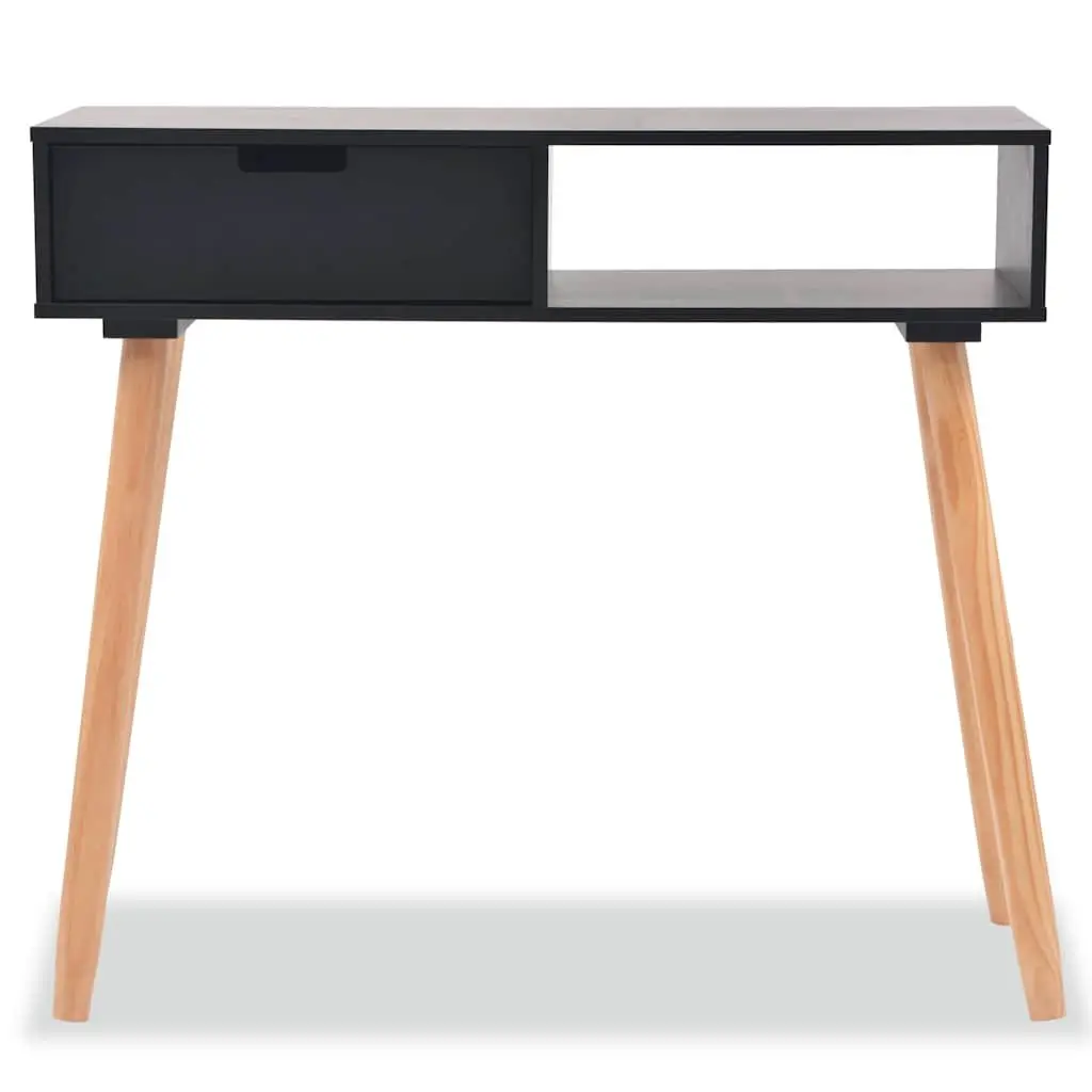 Black Console Table Solid Pinewood 80 x 30 x 72 cm MDF Top