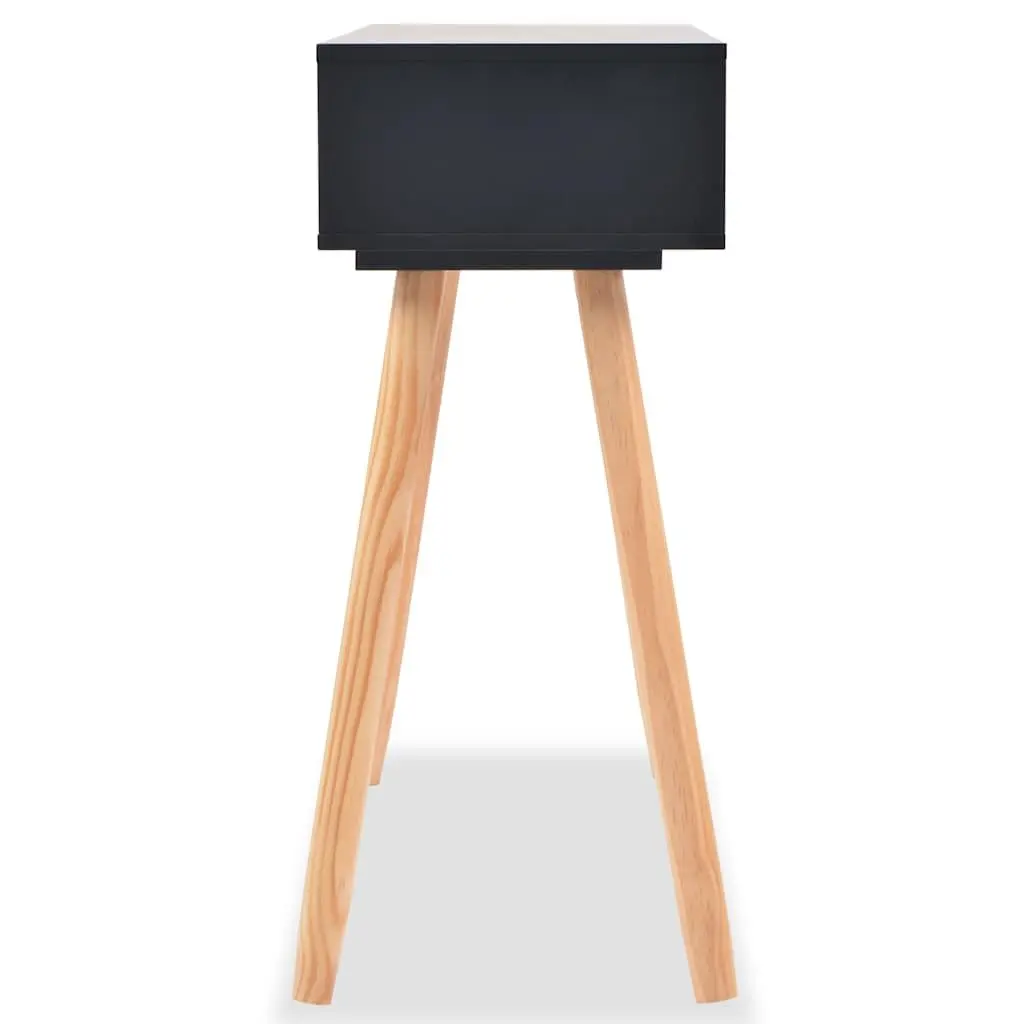Black Console Table Solid Pinewood 80 x 30 x 72 cm MDF Top