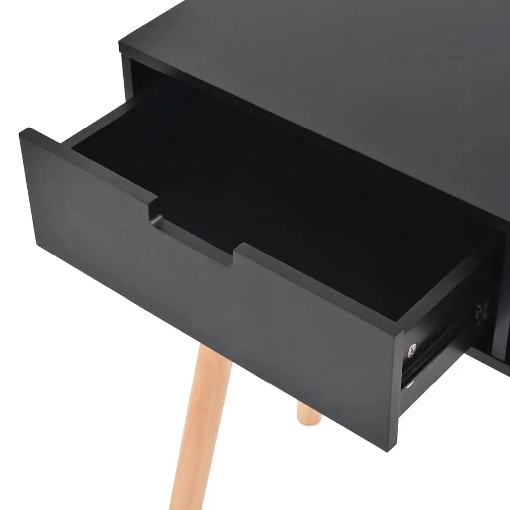 Black Console Table Solid Pinewood 80 x 30 x 72 cm MDF Top