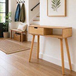 Rustic Solid Pinewood Console Table for Living Rooms