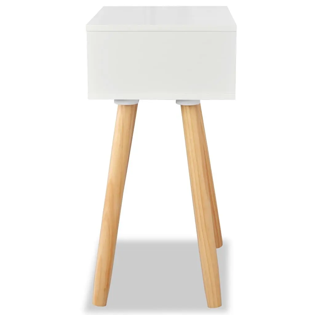 Bedside Tables 2 pcs Solid Pinewood White Nightstands Drawer Storage