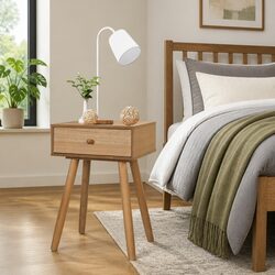 Warm Brown Pinewood Bedside Tables 2 pcs