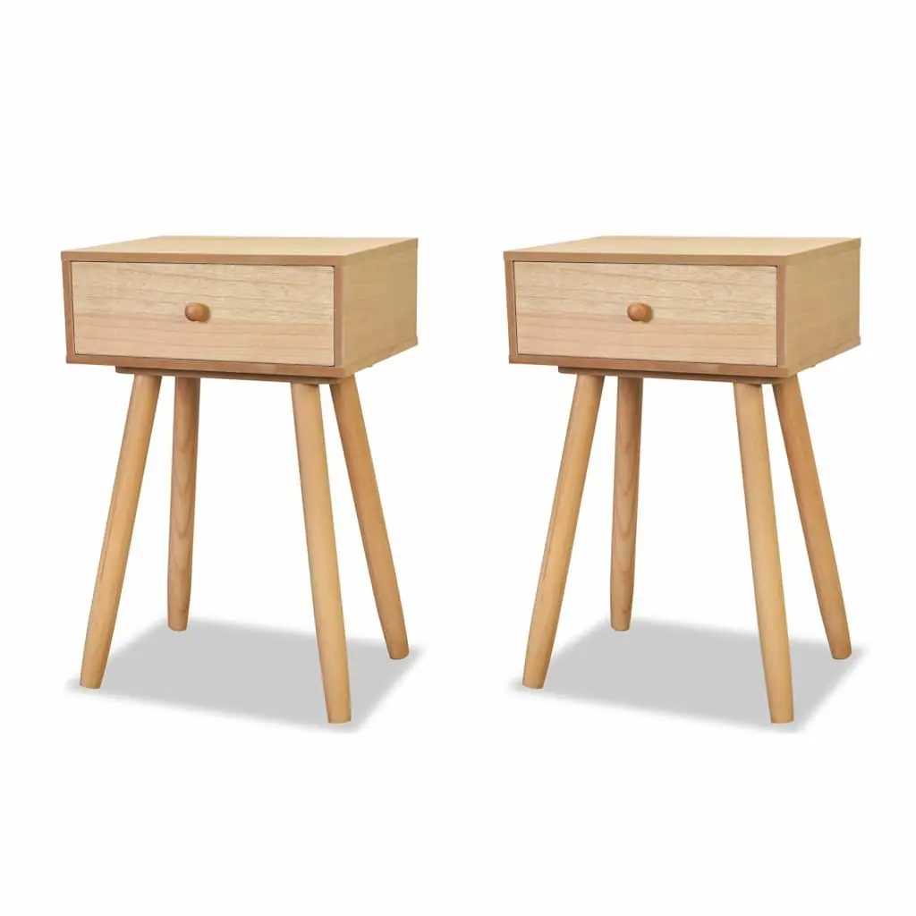 Bedside Tables 2 pcs Solid Pinewood Retro Nightstand Brown 40x30x61 cm Drawer