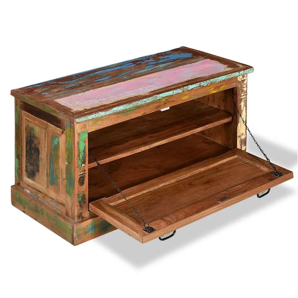 Reclaimed Wood Shoe Storage Bench for Entryway