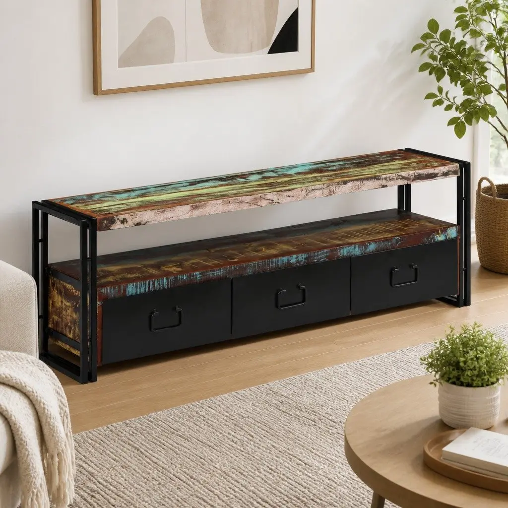 TV Cabinet Industrial Style Antique 120 x 30 x 40 cm Solid Reclaimed Wood