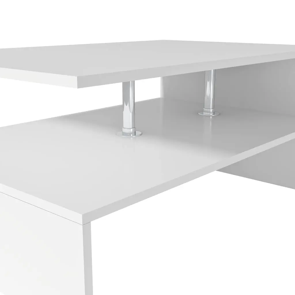 Coffee Table Two Shelf Design White Modern Living Room Accent Furniture Storage