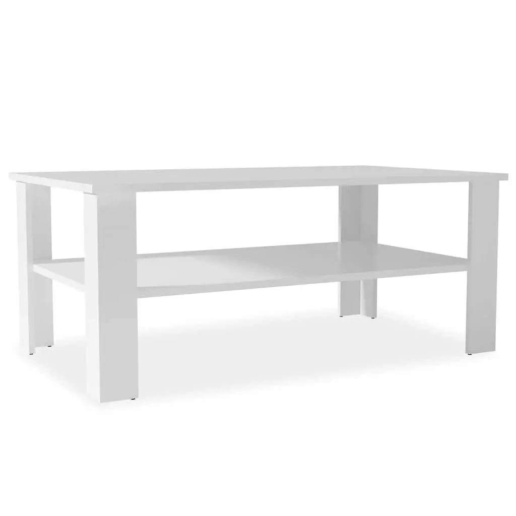 Coffee Table White Modern Two-Tier 100 x 59 x 42 cm Engineered Wood
