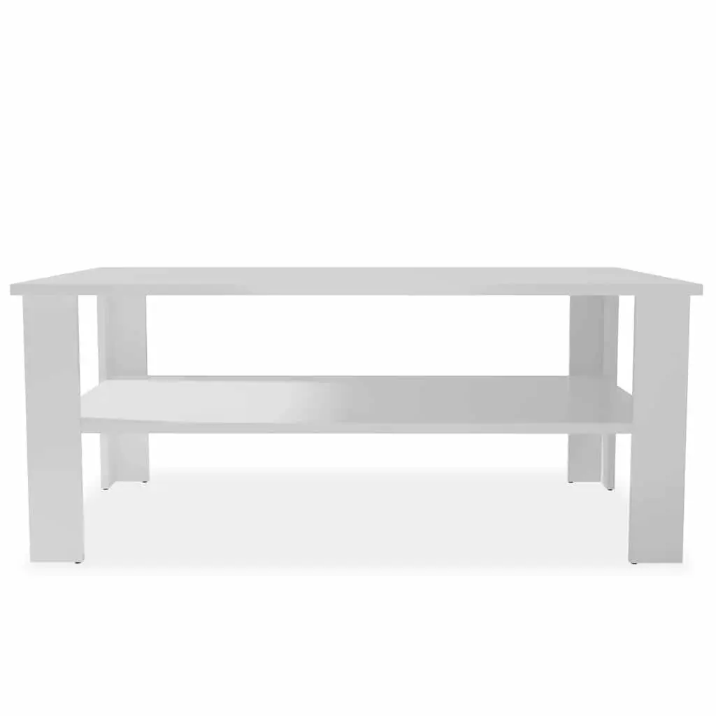 Coffee Table White Modern Two-Tier 100 x 59 x 42 cm Engineered Wood