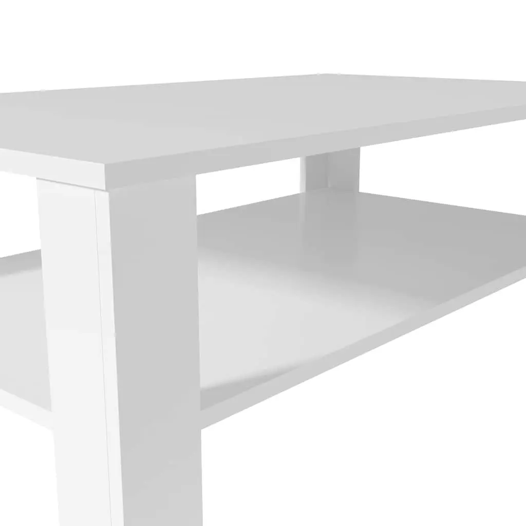 Coffee Table White Modern Two-Tier 100 x 59 x 42 cm Engineered Wood