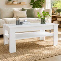 Modern White Coffee Table with Storage for Living Room