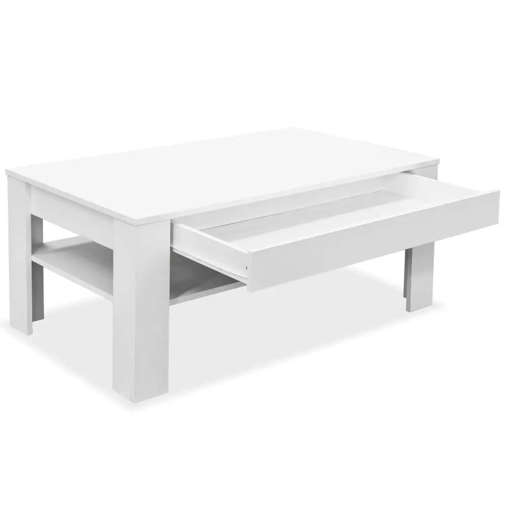 White Coffee Table with Storage for Living Room