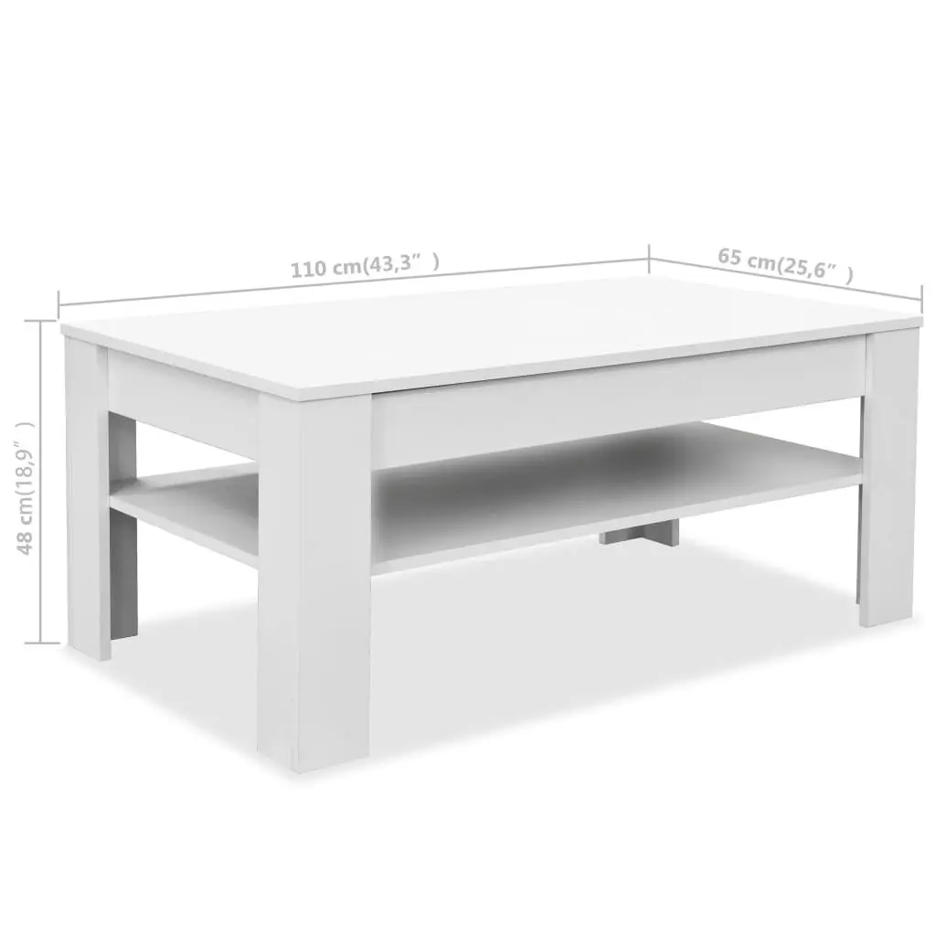 White Coffee Table with Storage for Living Room